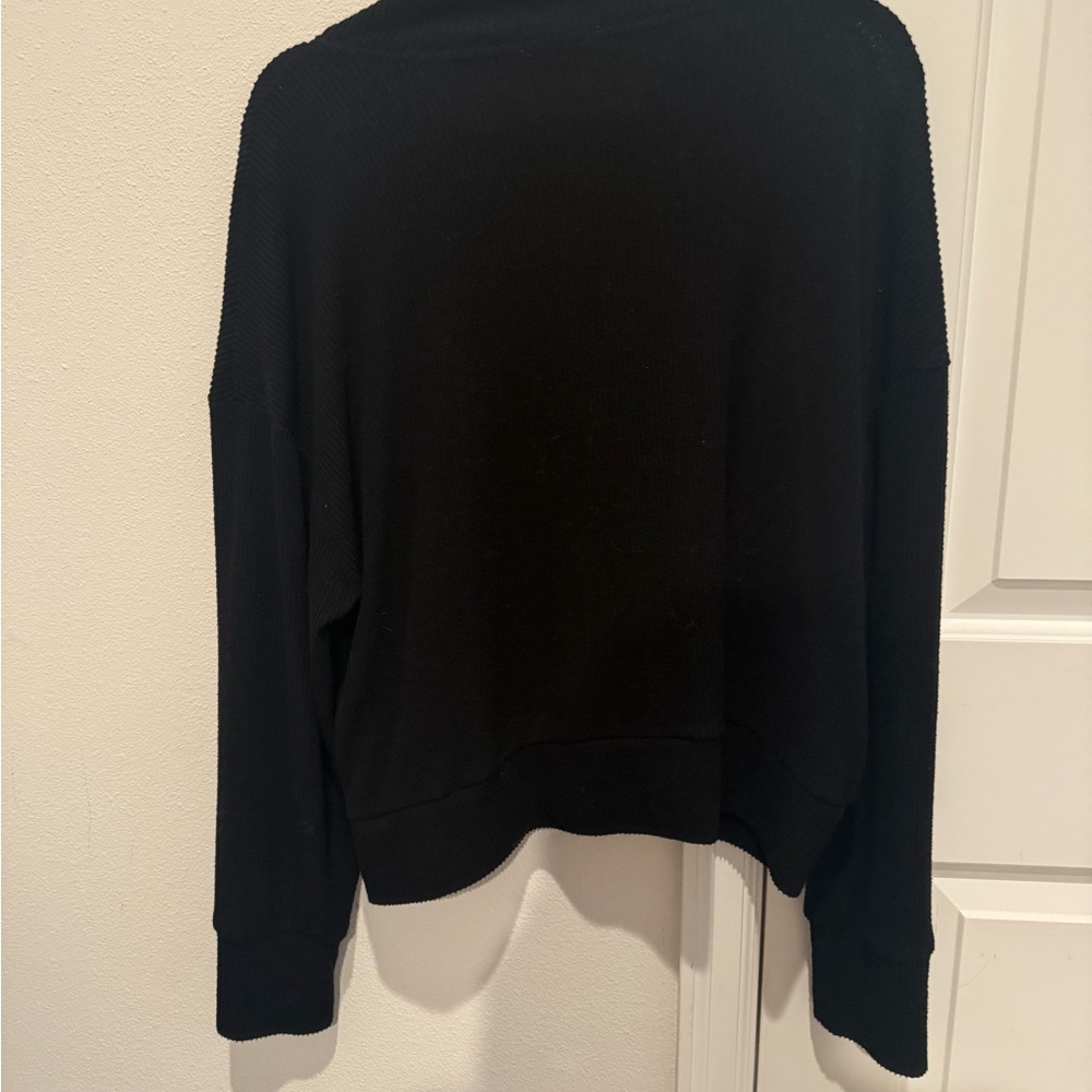 Sweet Romeo Black Ribbed Collared Sweater Top Buttons Size L - Picture 3 of 5